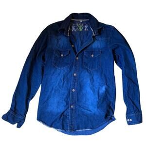 Denim Button Up Shirt Mexican Embroidered